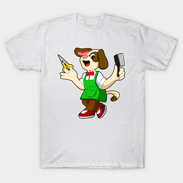 Dog as Hairdresser with Scissors & Comb T-Shirt by Markus Schnabel